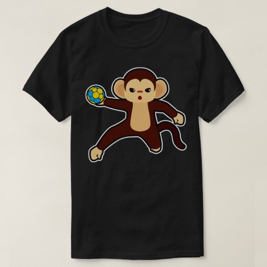 Monkey as Handball Player with Handball Tシャツ (デザイン正面)