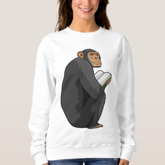 Monkey as Nerd with Book スウェットシャツ (正面)