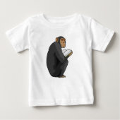 Monkey as Nerd with Book ベビーTシャツ (正面)