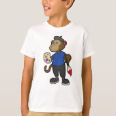 Monkey as painter 絵を描 & Brush Tシャツ (正面)