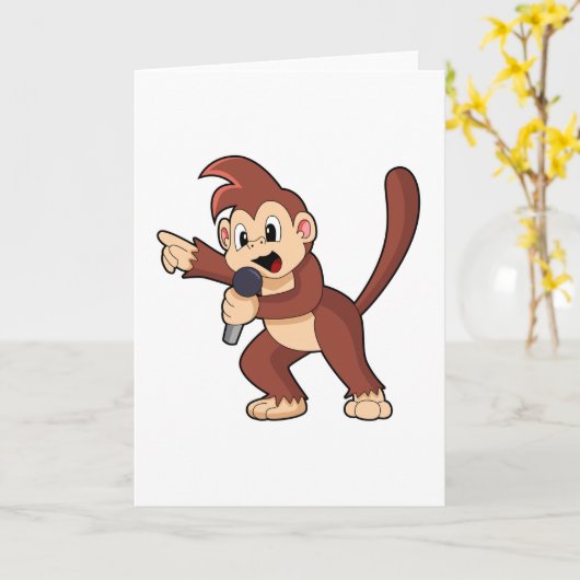 Monkey as Singer with Microphone.PNG カード (黄色い花)