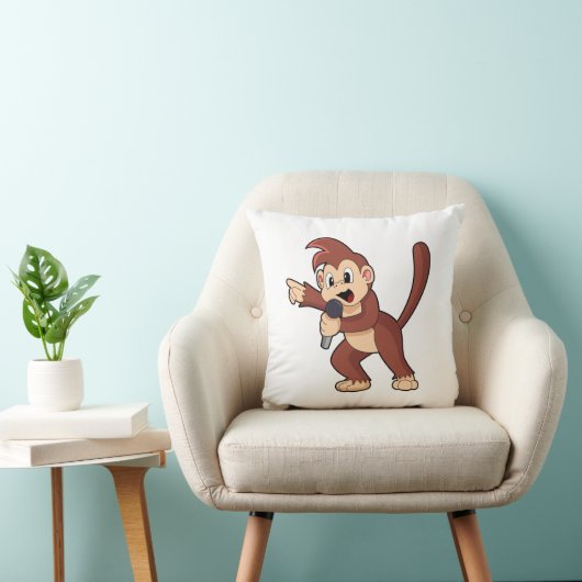 Monkey as Singer with Microphone.PNG クッション (椅子)