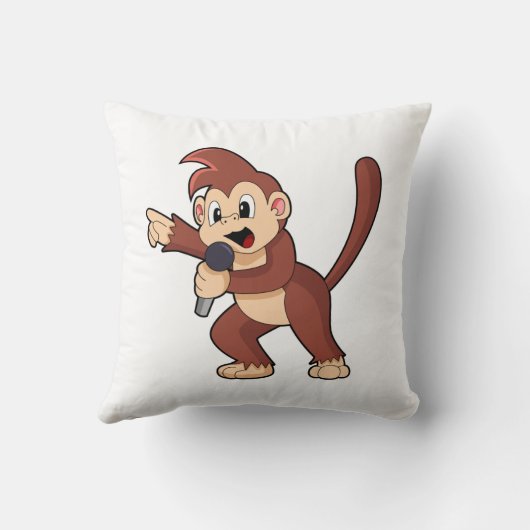 Monkey as Singer with Microphone.PNG クッション (裏面)