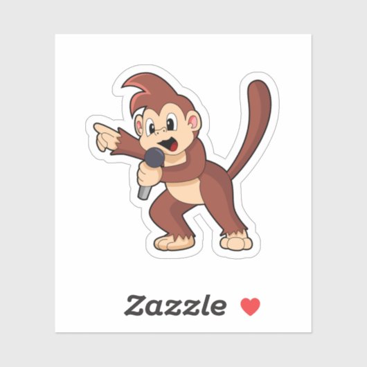 Monkey as Singer with Microphone.PNG シール (シート)