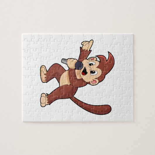 Monkey as Singer with Microphone.PNG ジグソーパズル (横)