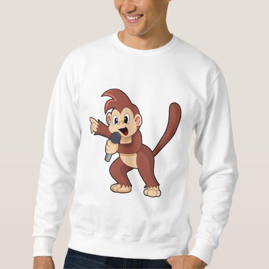 Monkey as Singer with Microphone.PNG スウェットシャツ (正面)