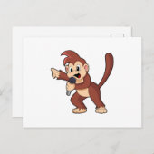 Monkey as Singer with Microphone.PNG ポストカード (正面/裏面)
