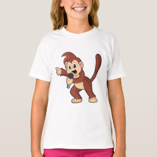 Monkey as Singer with Microphone.PNG Tシャツ