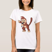 Monkey as Singer with Microphone.PNG Tシャツ (正面)
