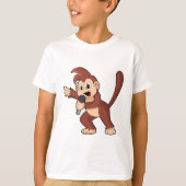 Monkey as Singer with Microphone.PNG Tシャツ (正面)