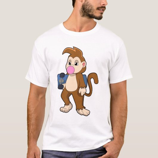 Monkey as Skater with Skateboard Tシャツ (正面)
