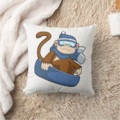 Monkey as Snowboarder with Sonowboard.PNG クッション (ブランケット)