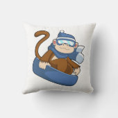 Monkey as Snowboarder with Sonowboard.PNG クッション (裏面)