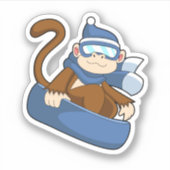 Monkey as Snowboarder with Sonowboard.PNG シール (正面)
