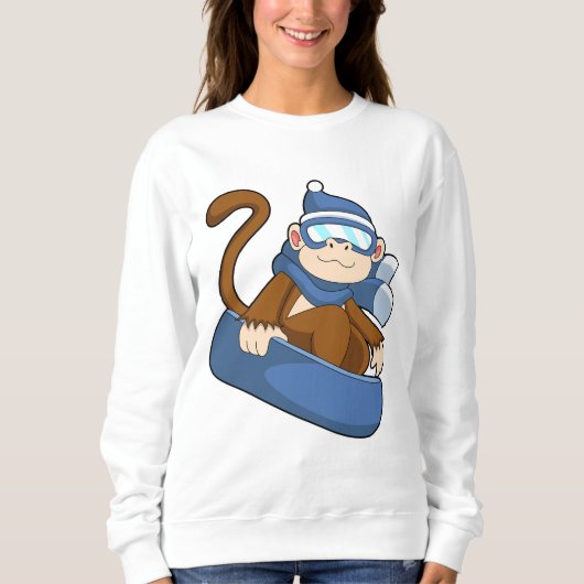 Monkey as Snowboarder with Sonowboard.PNG スウェットシャツ (正面)