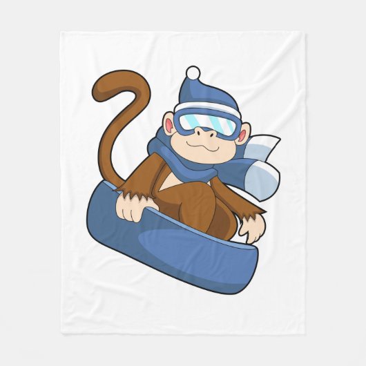 Monkey as Snowboarder with Sonowboard.PNG フリースブランケット (正面)