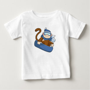 Monkey as Snowboarder with Sonowboard.PNG ベビーTシャツ