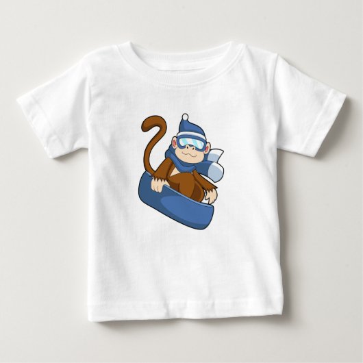 Monkey as Snowboarder with Sonowboard.PNG ベビーTシャツ (正面)
