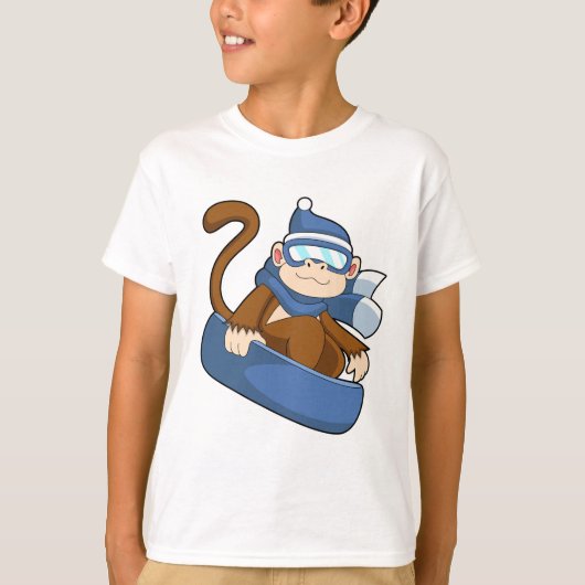 Monkey as Snowboarder with Sonowboard.PNG Tシャツ (正面)