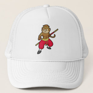 Monkey as Warrior with Staff & Headband キャップ