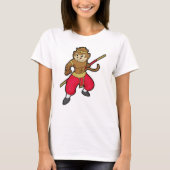 Monkey as Warrior with Staff & Headband Tシャツ (正面)