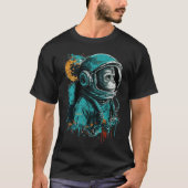 Monkey Astronaut Outer Space Explorer Science Stud Tシャツ (正面)
