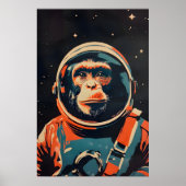 Monkey Astronaut Poster, Monkey Retro Print ポスター (正面)
