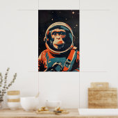 Monkey Astronaut Poster, Monkey Retro Print ポスター (キッチン)