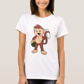 Monkey at Bowling with Bowling ball Tシャツ (正面)