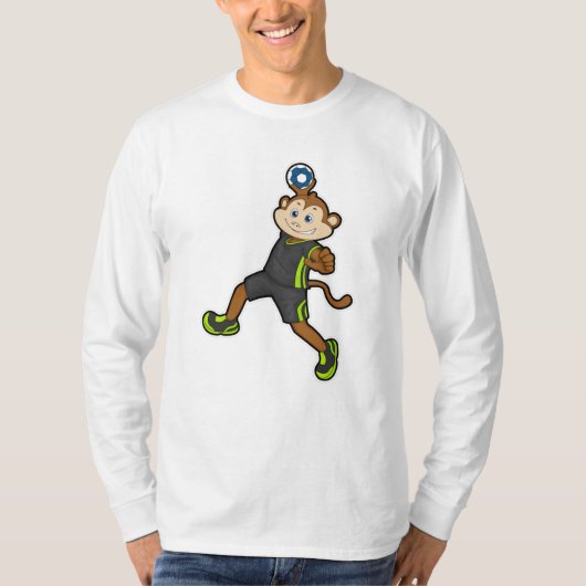 Monkey at Handball player with Handball Tシャツ (正面)