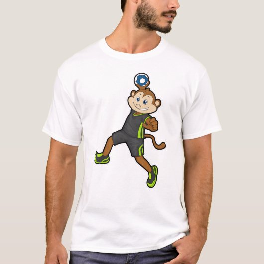 Monkey at Handball player with Handball Tシャツ (正面)