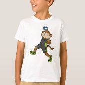 Monkey at Handball player with Handball Tシャツ (正面)