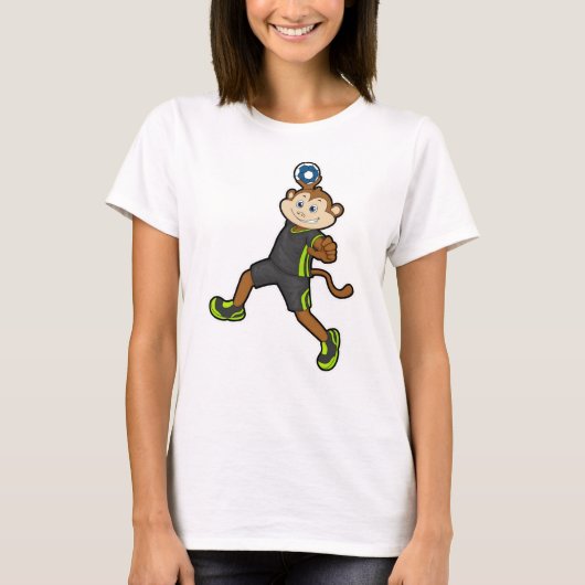 Monkey at Handball player with Handball Tシャツ (正面)