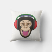 Monkey at Music with Headphone クッション (裏面)