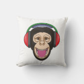 Monkey at Music with Headphone クッション (正面)