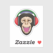 Monkey at Music with Headphone シール (シート)