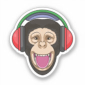 Monkey at Music with Headphone シール (正面)