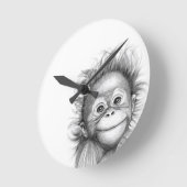 Monkey - Baby Orang outan 2016 G-121 ラウンド壁時計 (傾斜)