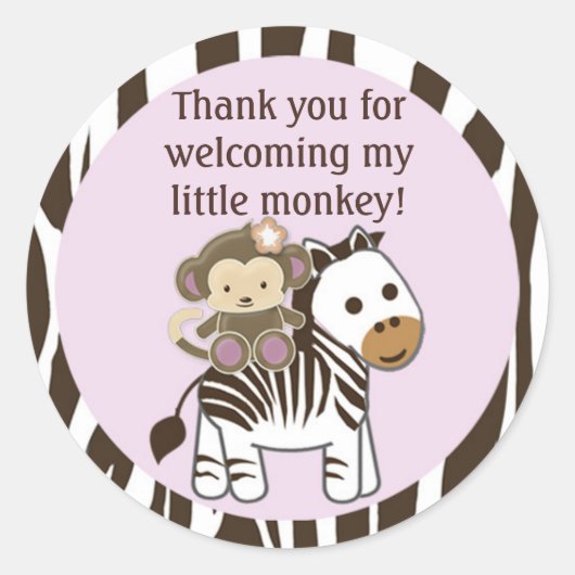 Monkey Baby Shower 空白の labels/seales CJ-O #03 ラウンドシール (正面)