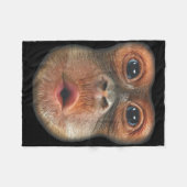 Monkey Blowing Stomach Face  フリースブランケット (正面(横))