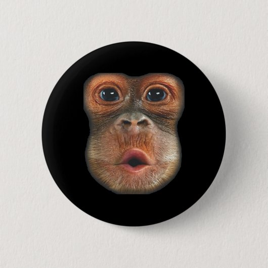 Monkey Blowing Stomach Face  缶バッジ (正面)