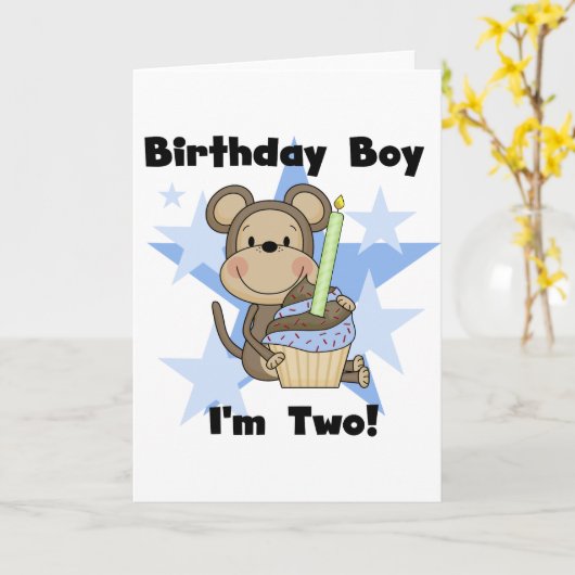 Monkey Boy 2nd誕生日Tシャツとギフト カード (黄色い花)