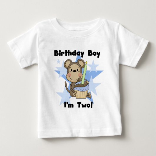Monkey Boy 2nd誕生日Tシャツとギフト ベビーTシャツ (正面)