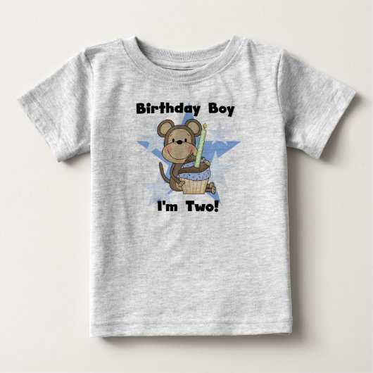 Monkey Boy 2nd誕生日Tシャツとギフト ベビーTシャツ (正面)