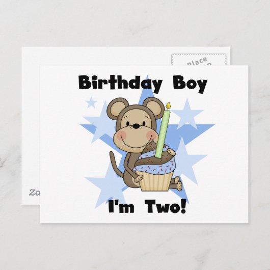Monkey Boy 2nd誕生日Tシャツとギフト ポストカード (正面/裏面)