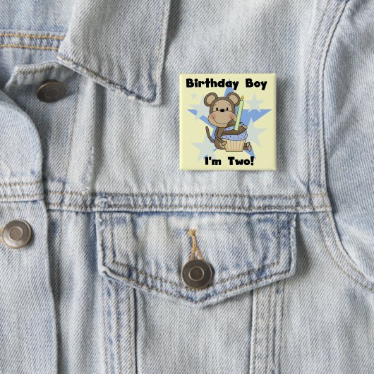 Monkey Boy 2nd誕生日Tシャツとギフト 缶バッジ (インサイチュ)