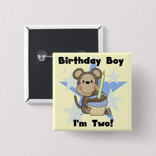 Monkey Boy 2nd誕生日Tシャツとギフト 缶バッジ (正面&裏面)