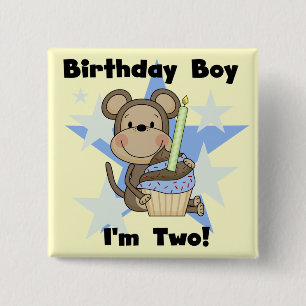 Monkey Boy 2nd誕生日Tシャツとギフト 缶バッジ