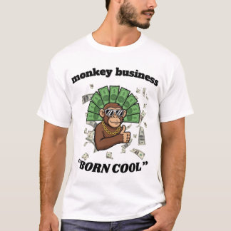 Monkey Business – Born Cool Chimpanzee Street Art  Tシャツ