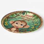 Monkey Cartoonパーティー-カスタム文字キッズ ペーパープレート (アングル)